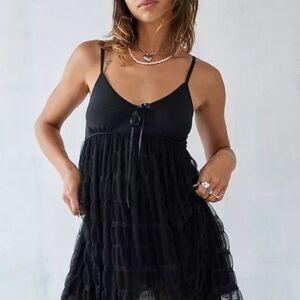 Urban Outfitters Uk Scarlett Plisse Mesh Babydoll Dress